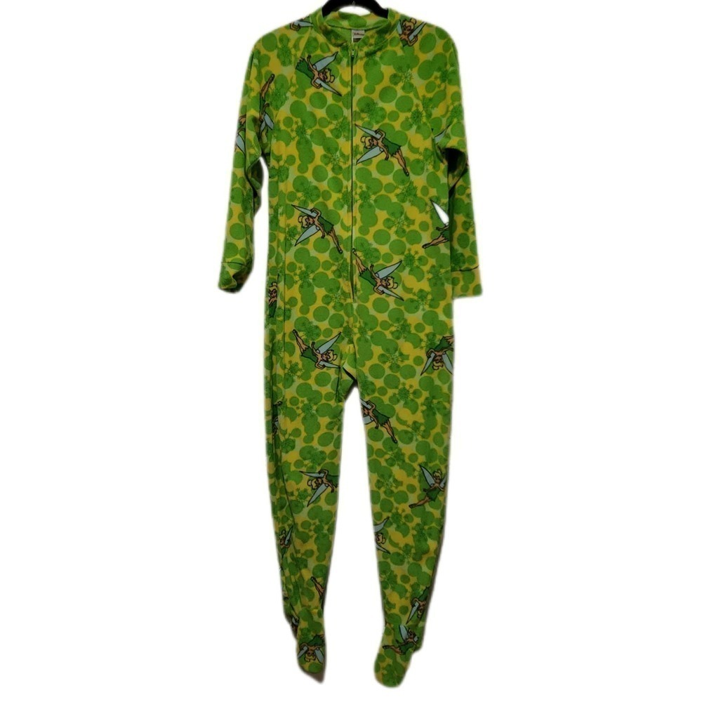 Disney Tinker Bell One Piece Soft & Cozy Pajama Set With Feet Women's Size Small